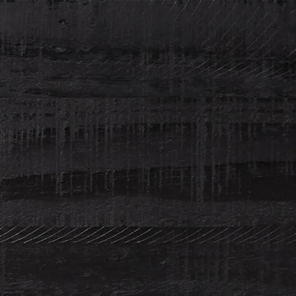 fekete tömör újrahasznosított fenyő tálalószekrény 110x35x70cm