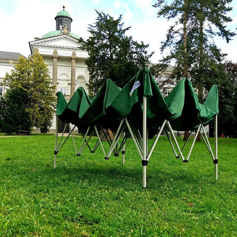 Kerti sátor 3x4,5m Acél | Gyorsan felállítható Pavilon Eseményekhez és Partikhoz - plusz 3 oldalfal - Piros