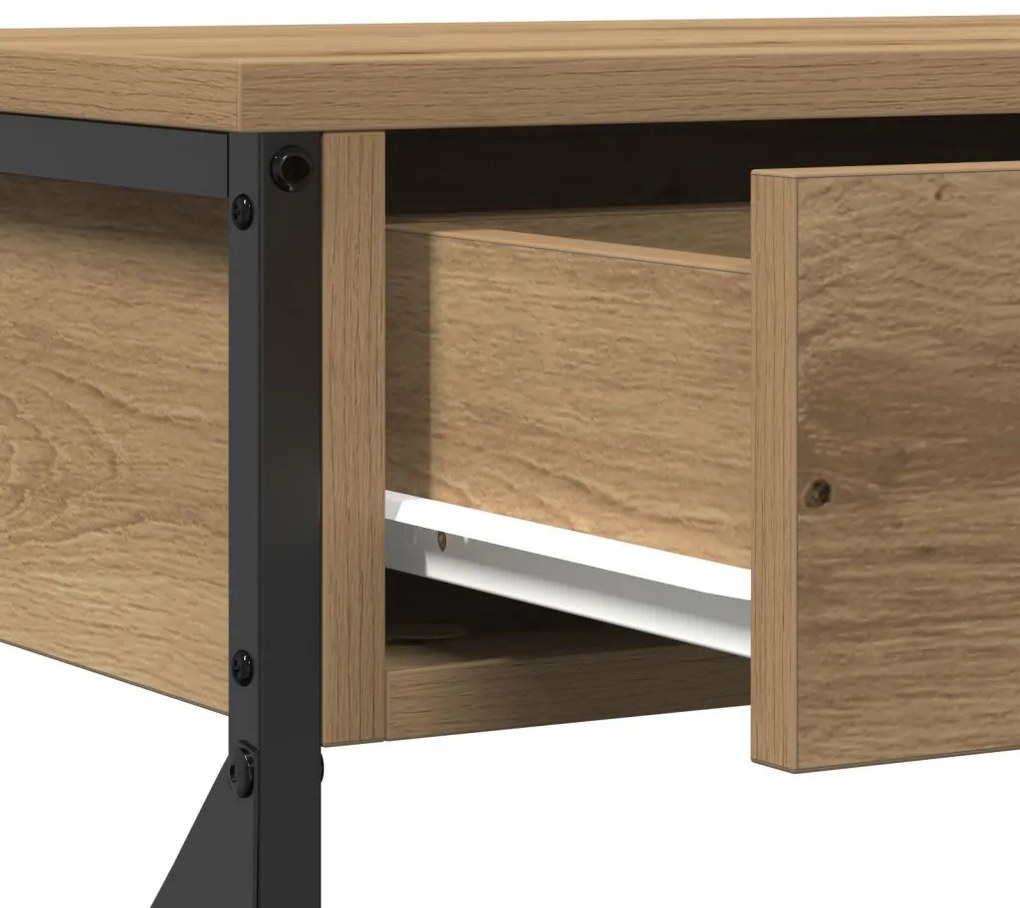 Konferenciához Asztal Kézműves Tölgy 100x28x75 cm Mérnöki Fa és Acél