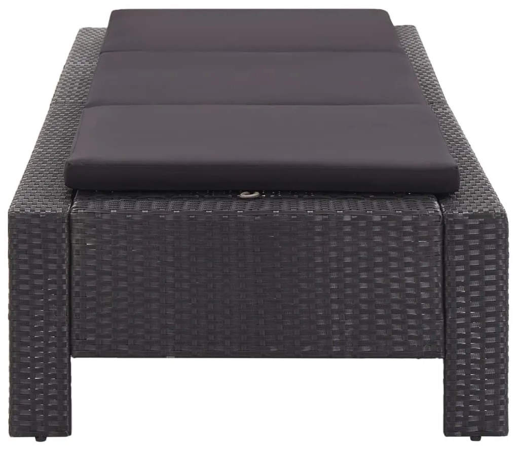 Fekete polyrattan napozóágy párnával