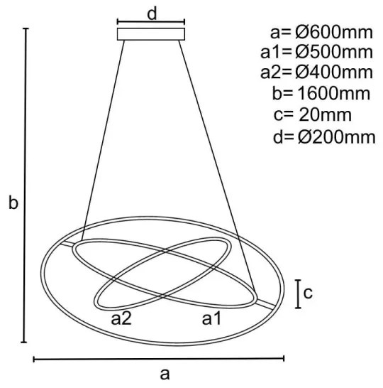 LED állítható fényerejű csillár kábellel LED/105W/230V 3000-6500K + DO