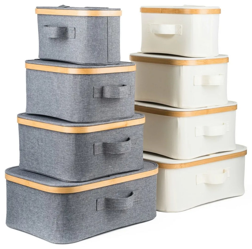 G21 tárolódoboz 24 x 30 x 15 cm, bambusz, fedéllel, bézs