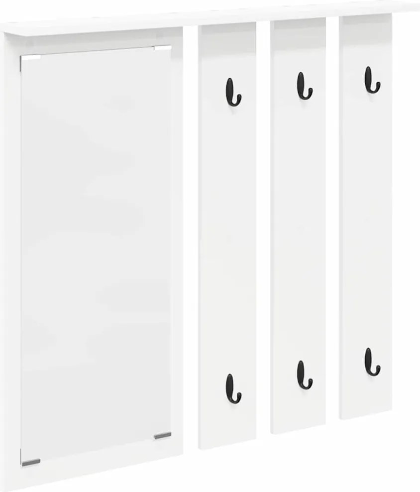 vidaXL Fali Kabáthorog polcokkal Fehér 84 x 10 x 80 cm Faanyag