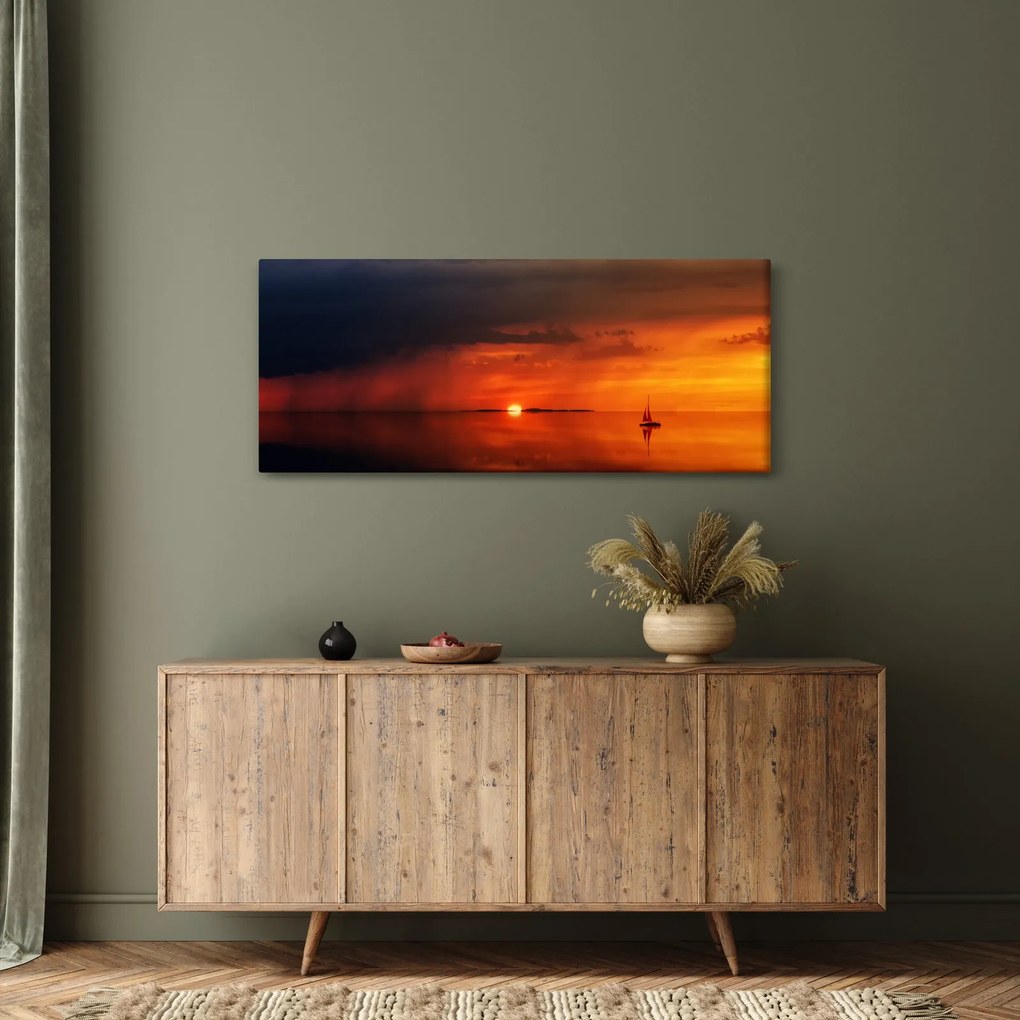 Vászonkép - Vitorlás naplementekor (120x50 cm)