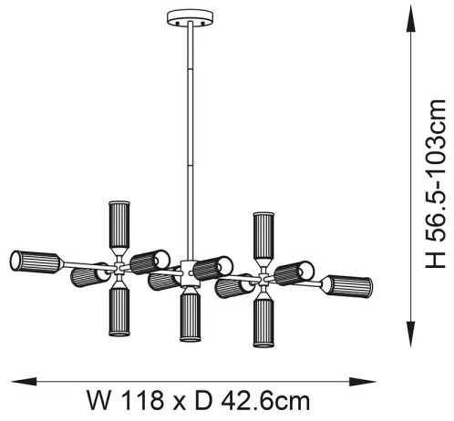 Endon 106259 - Csillár rúdon TOUR 13xG9/3W/230V réz