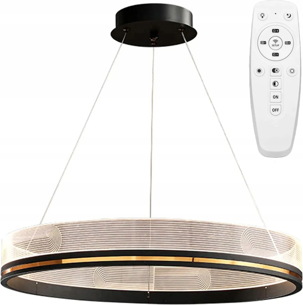 Led-es Mennyezeti Függőlámpa Távirányítóval Fém Fekete-arany Modern 60cm