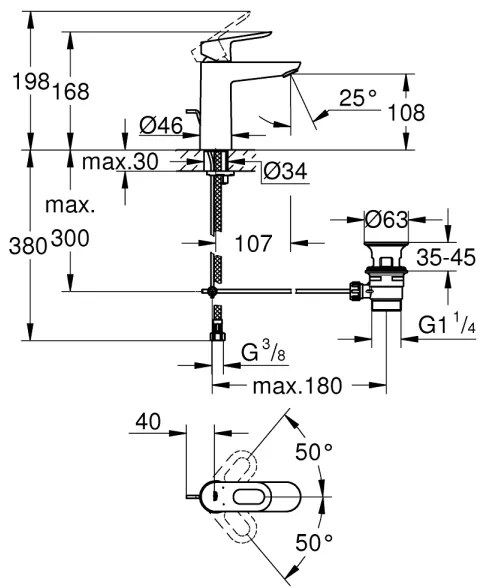 GROHE 23762000 - BAULOOP mosdócsaptelep DN 15 fényes króm