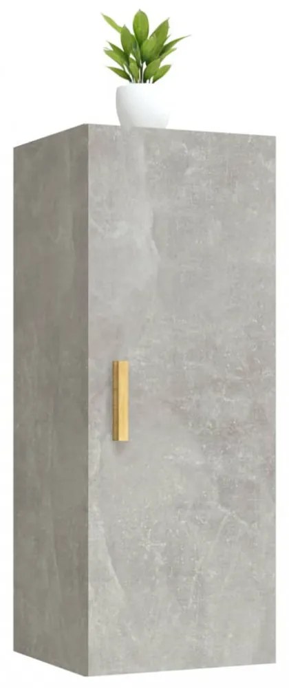 betonszürke szerelt fa faliszekrény 34,5 x 34 x 90 cm