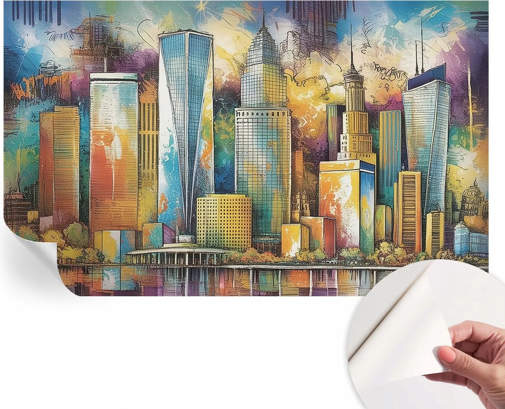 Öntapadós tapéta Fali furnér 3D hatás Városi panoráma 416x254 cm