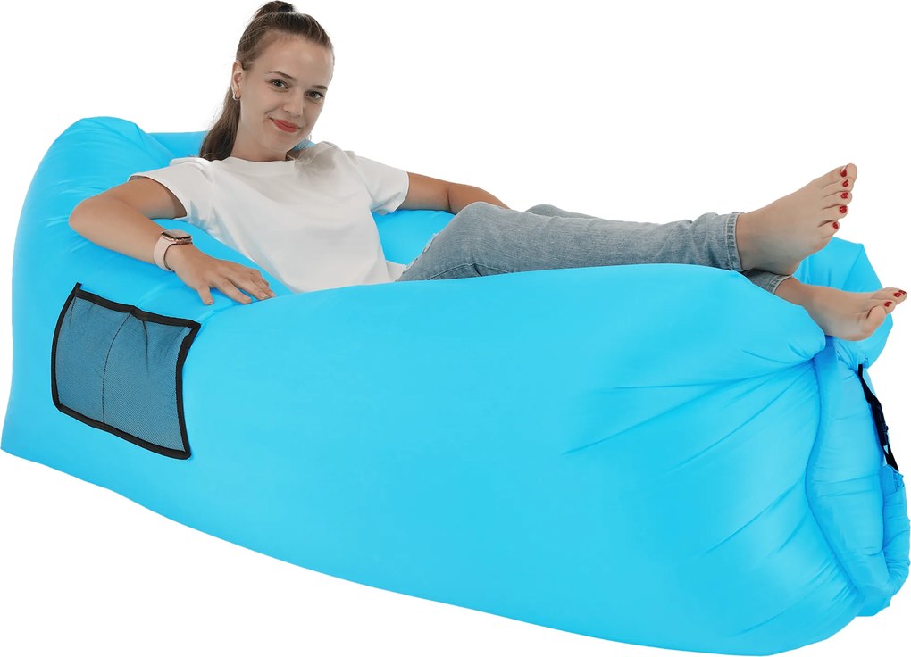 Felfújható babzsák/lazy bag, kék, LEBAG