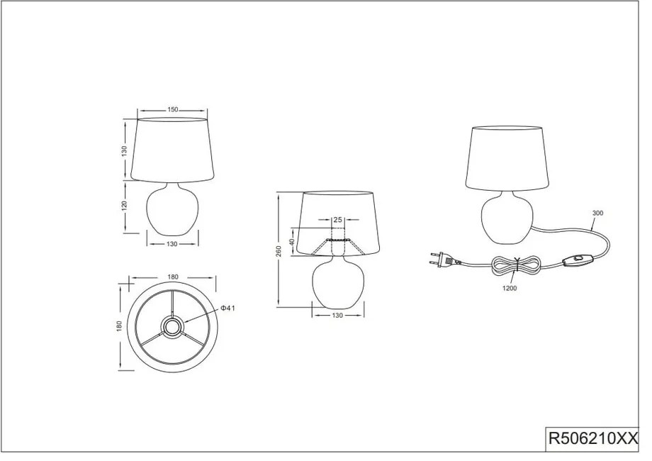 Luxor fekete kerámia-szövet asztali lámpa, magasság 26 cm - Reality