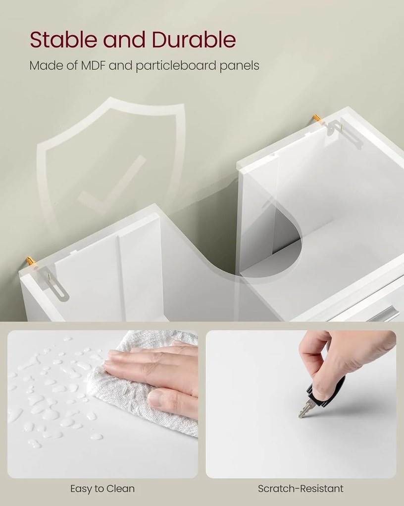 Mosdó alatti fürdőszobai szekrény, 30 x 60 x 60 cm, Felhőfehér