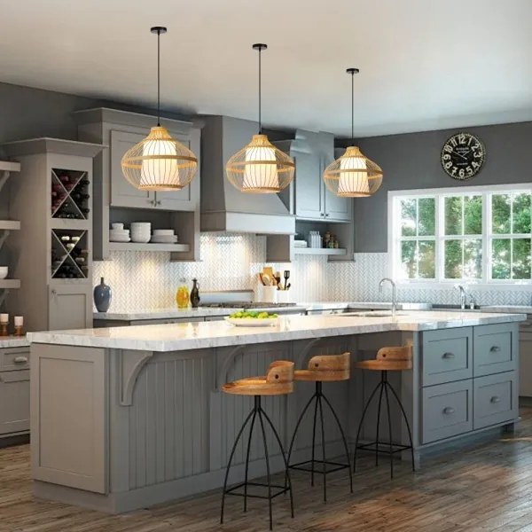 Immax 08256L - Csillár zsinóron PINCHOS 1xE27/40W/230V átm. 40 cm bambusz