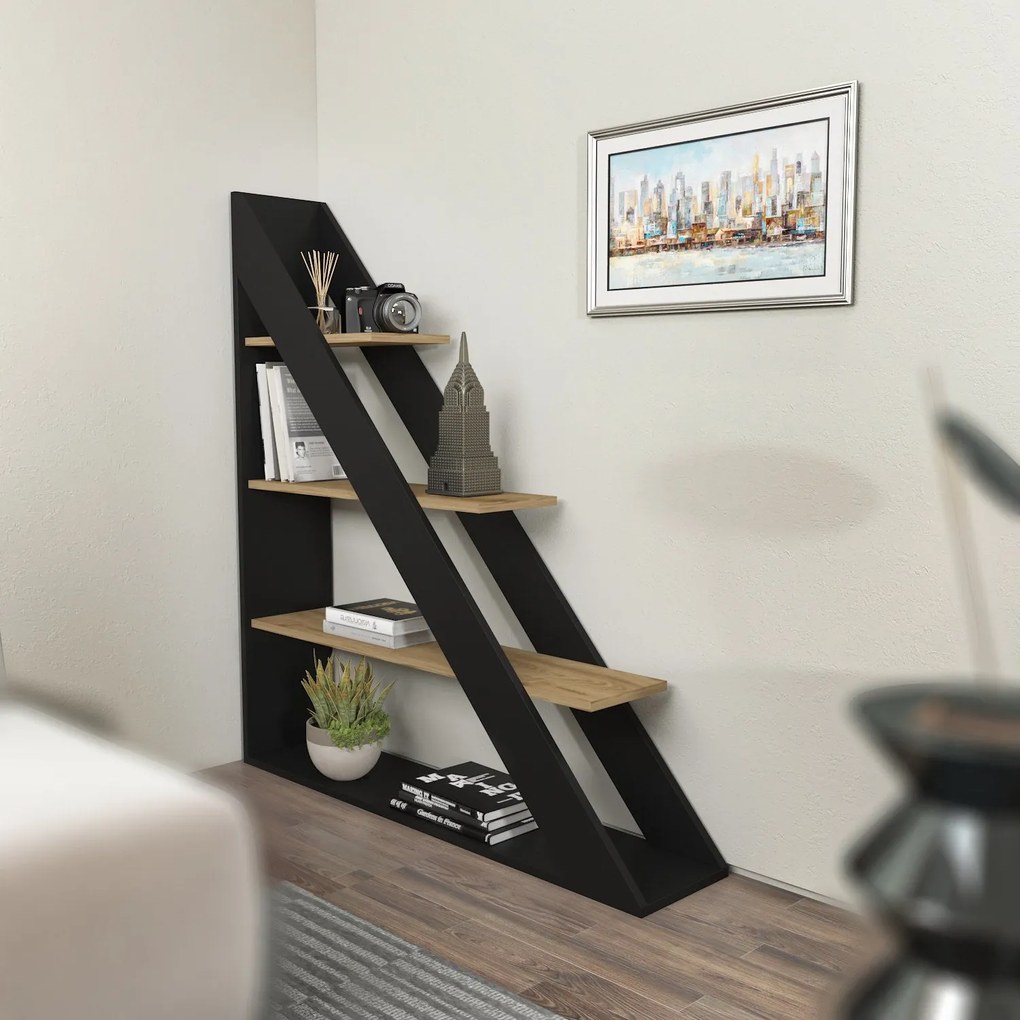 könyvespolc Pisagor - Black, Oak