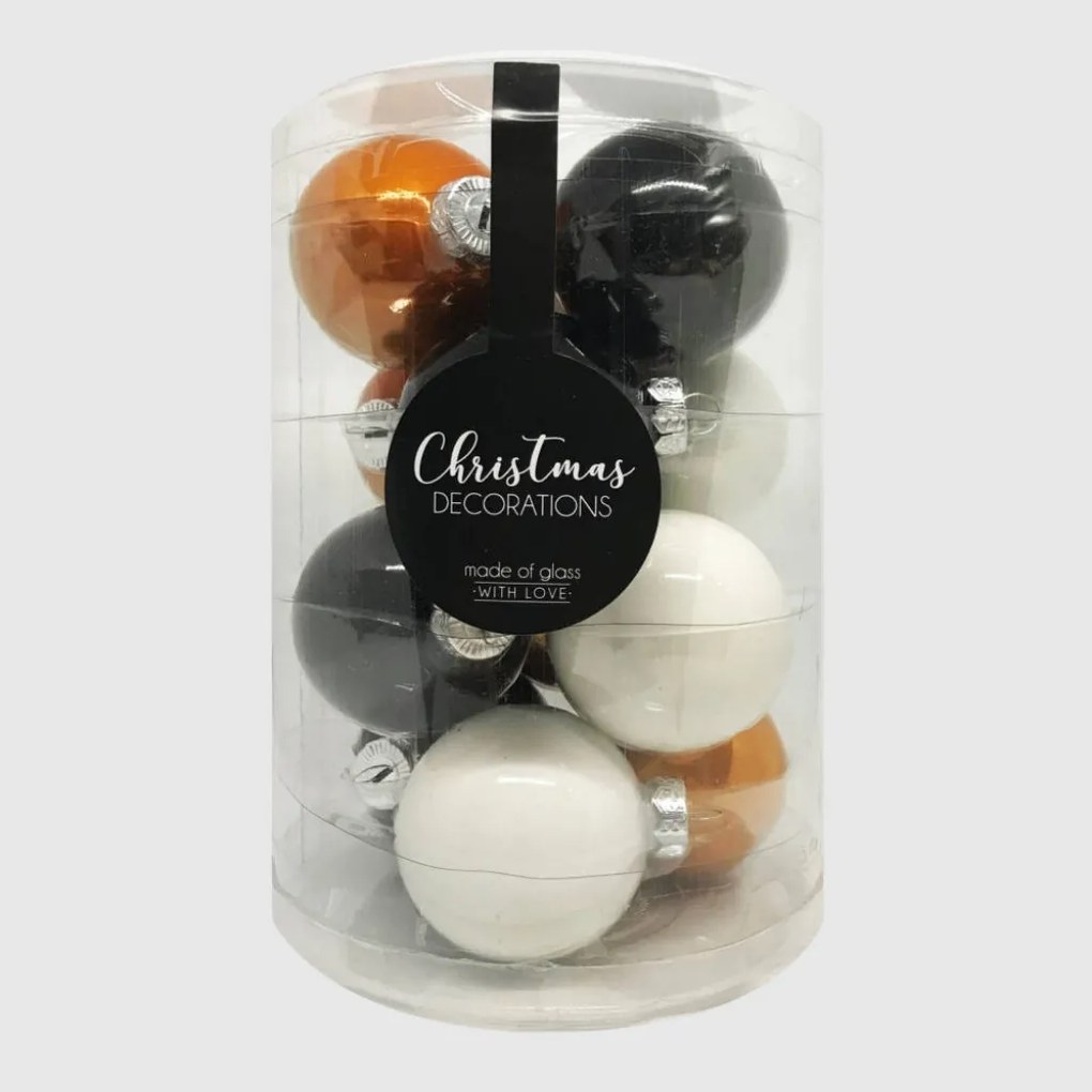 Copper &amp; Black üveg karácsonyi gömb szett 12*6cm