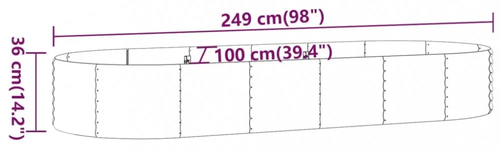 ezüstszínű horganyzott acél kerti magaságyás 249x100x36 cm