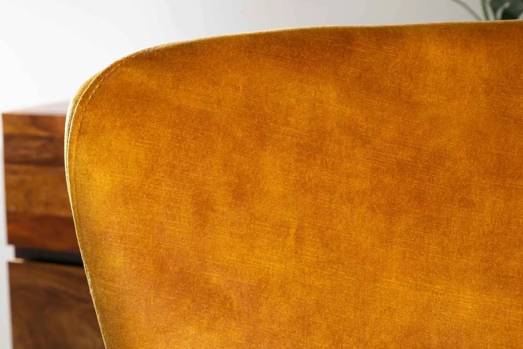Design hintaszék Sweden mustársárga bársony