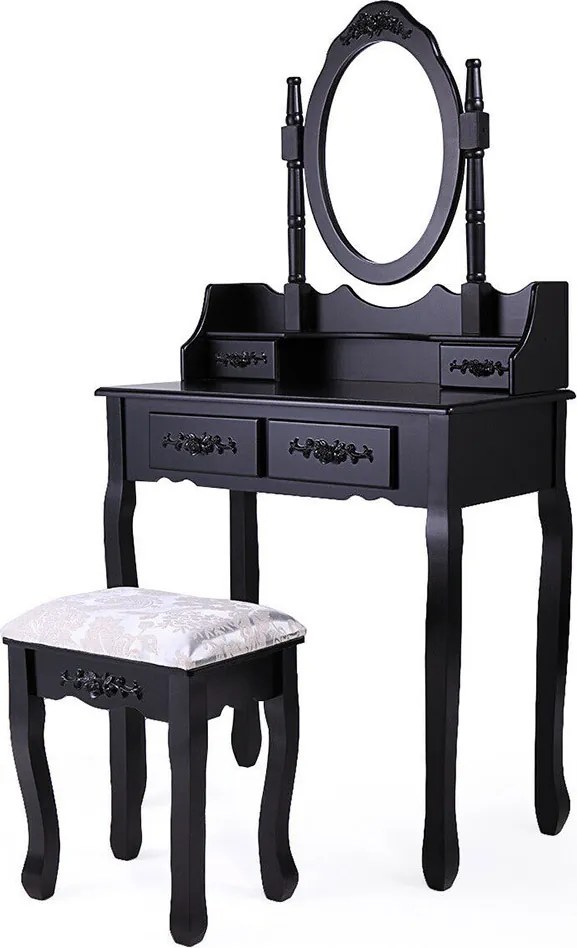 Tükrös fésülködő asztal székkel, Rome több színben-fekete