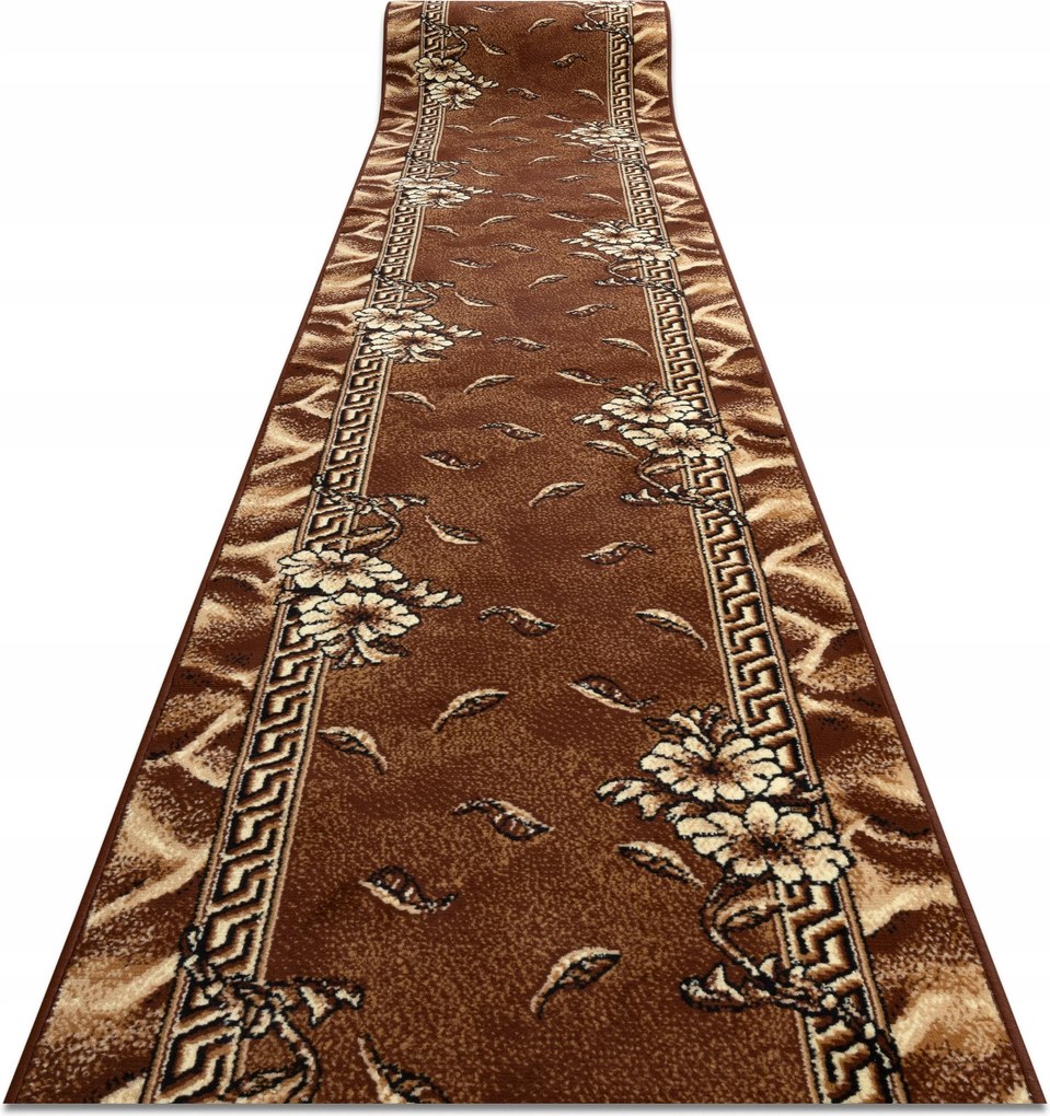 Futószőnyeg Bcf 200 cm Trio barna Keret Virágok ^*Q1902