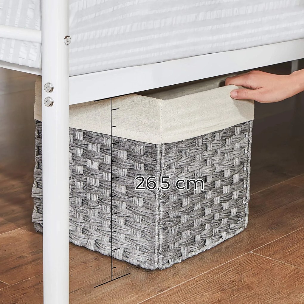 Egyszemélyes ágykeret, fém ágykeret, fehér