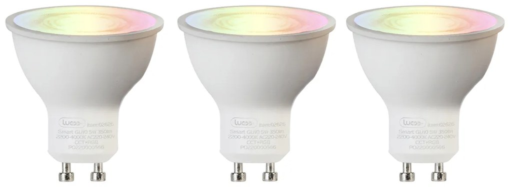 3 darabos intelligens GU10 RGBW LED izzókészlet 5W 350 lm 2200-4000K