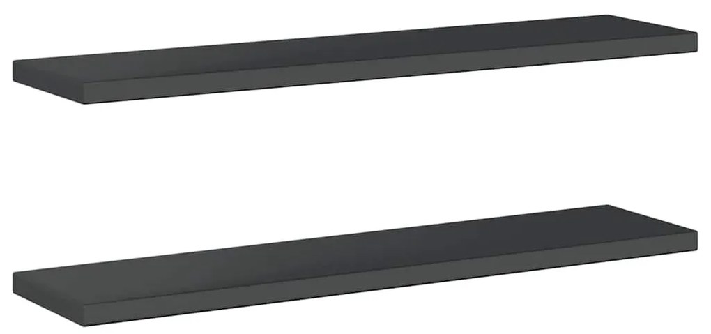 2 db fekete rozsdamentes acél fali polc 100 x 23,5 x 3 cm
