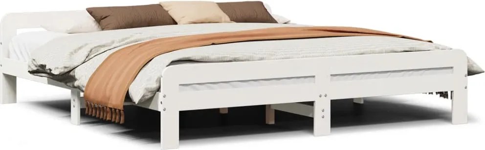 vidaXL fehér tömör fenyőfa ágy matrac nélkül 200 x 200 cm