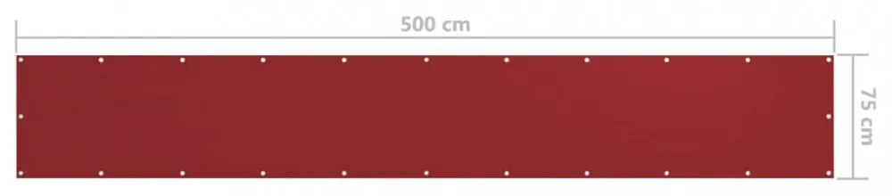 piros oxford-szövet erkélyparaván 75 x 500 cm