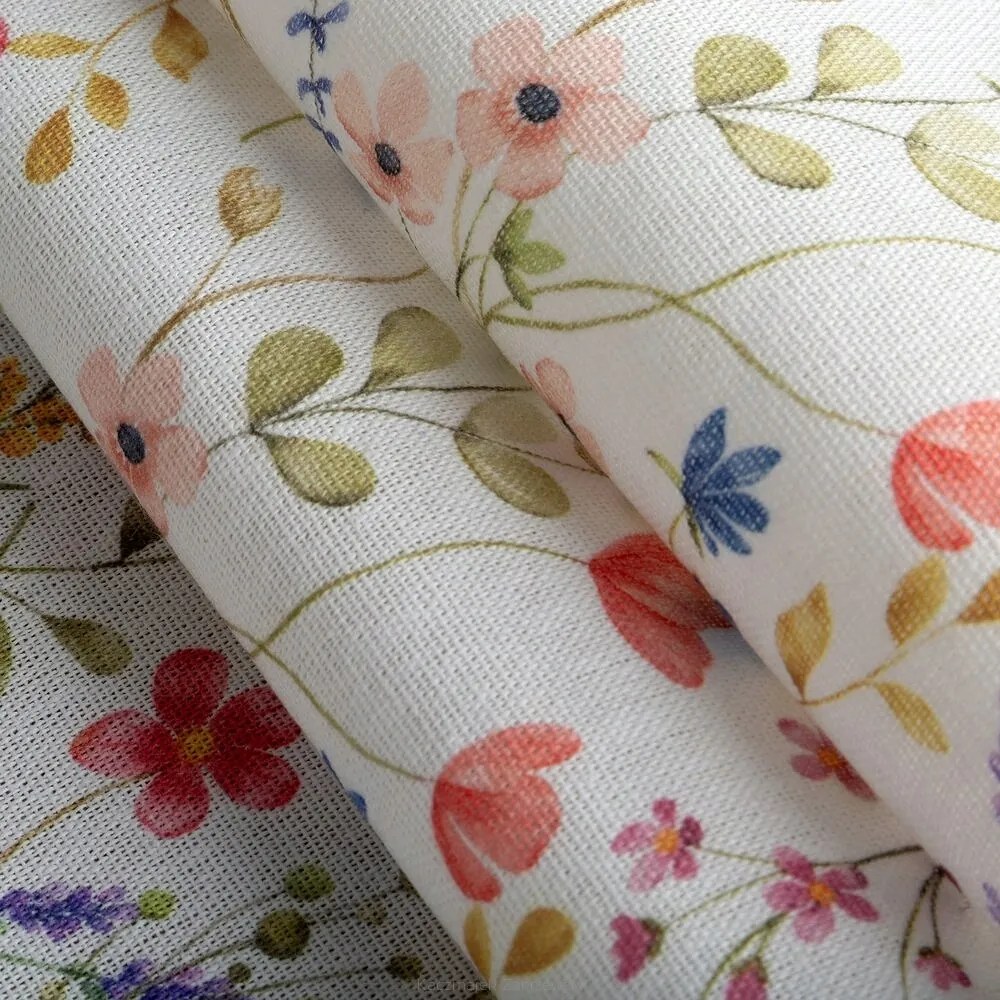 Abrosz dekoratív vízálló Anna 140x220 Eurofirany fehér mezei virágok