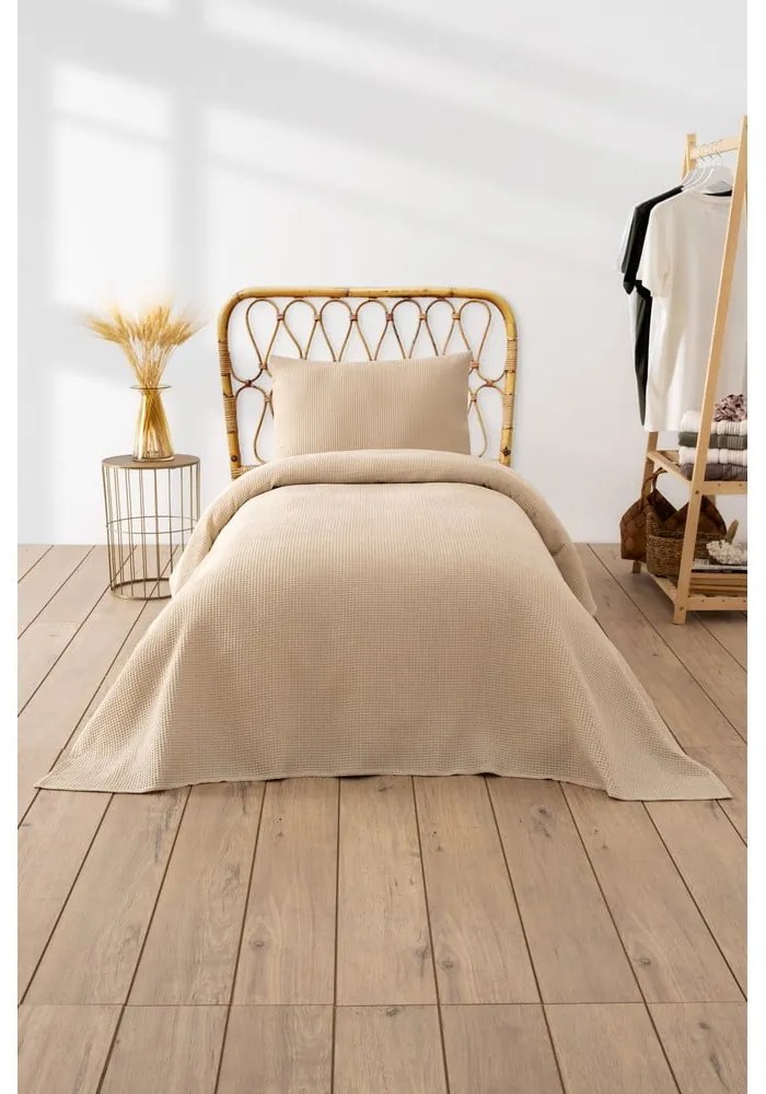 Bézs ágytakaró 160x220 cm Waffle – Mijolnir