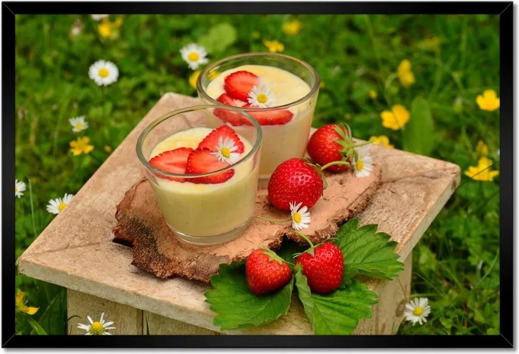 Poszterek keretben 60x40 Eper és margaréta