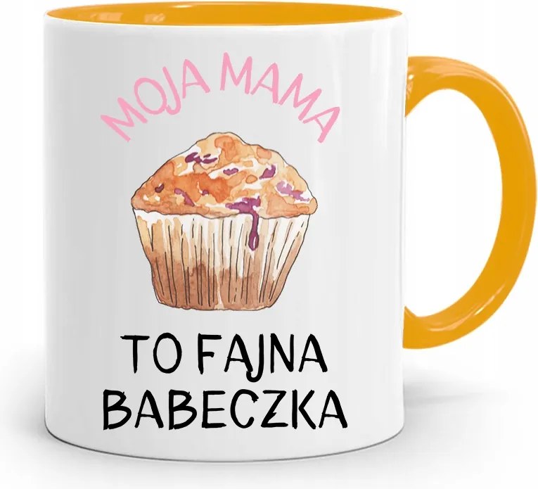 Sárga Bögre Anyukáknak Anyukám Egy Vagány Muffin, fényképes nyomattal