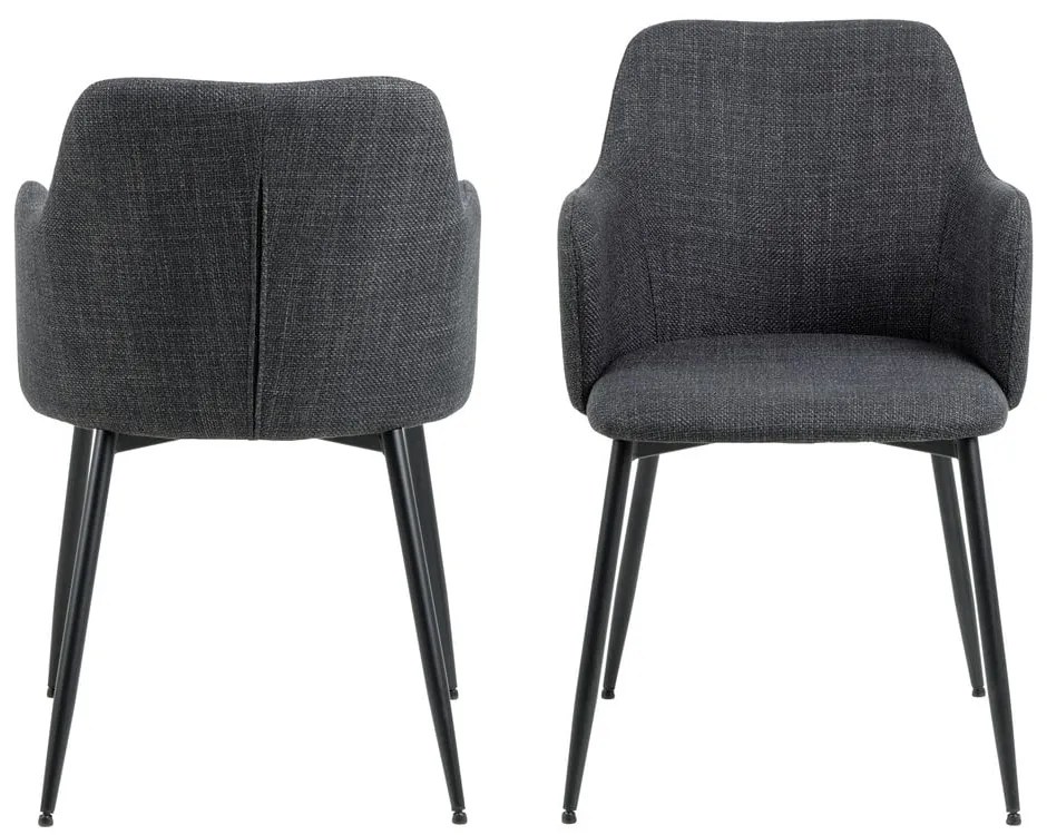 Antracitszürke kárpitozott étkezőfotel szett 2 db-os Ilsa – Actona