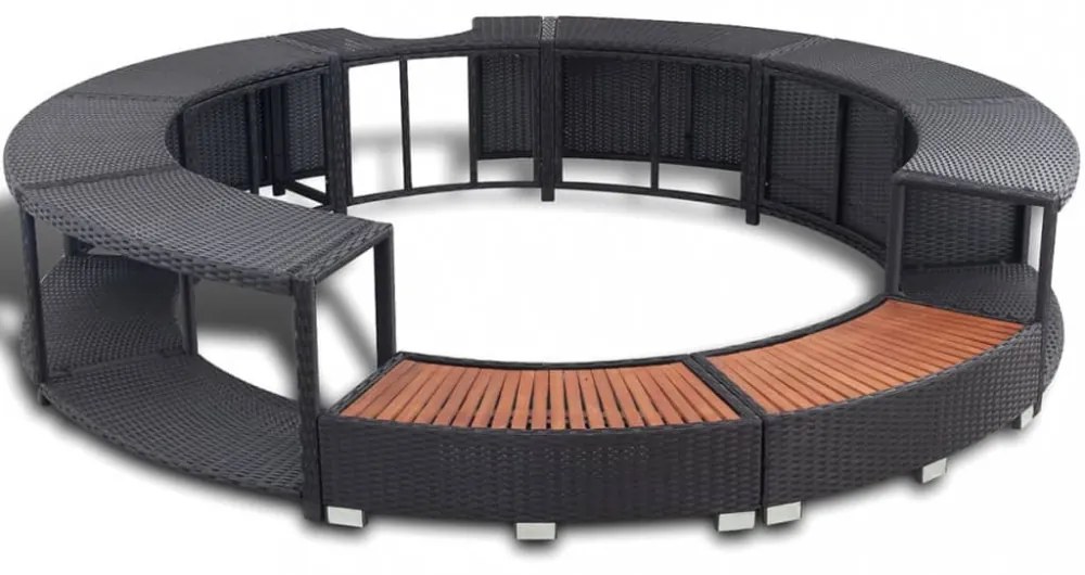fekete polyrattan jakuzzi-keret