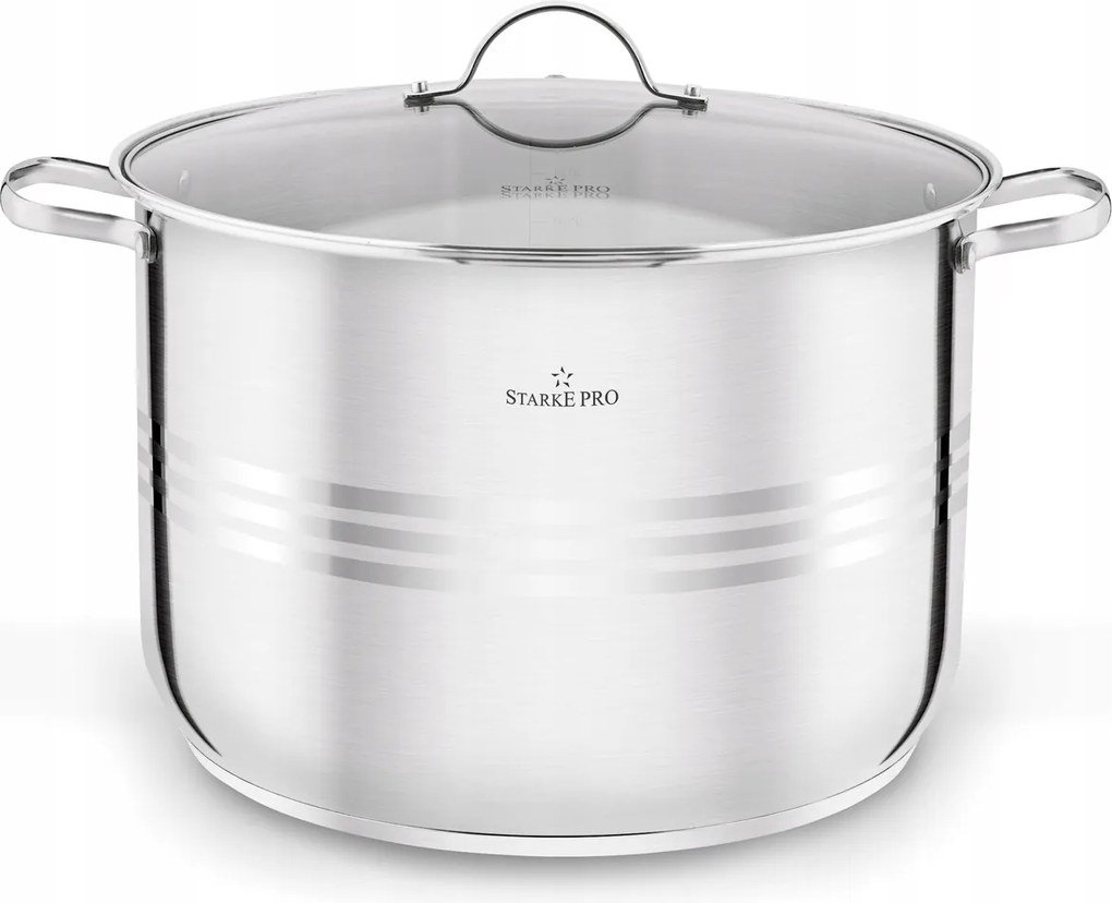 Fazék 20L Rozsdamentes Acél Magas Fogantyú Üveg Fedél Indukciós Gáz