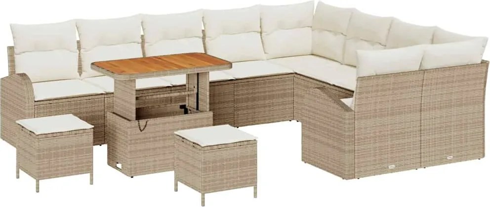 vidaXL Kerti Kanapé Szett párnával tárolóval 12 pcs Beige és krém