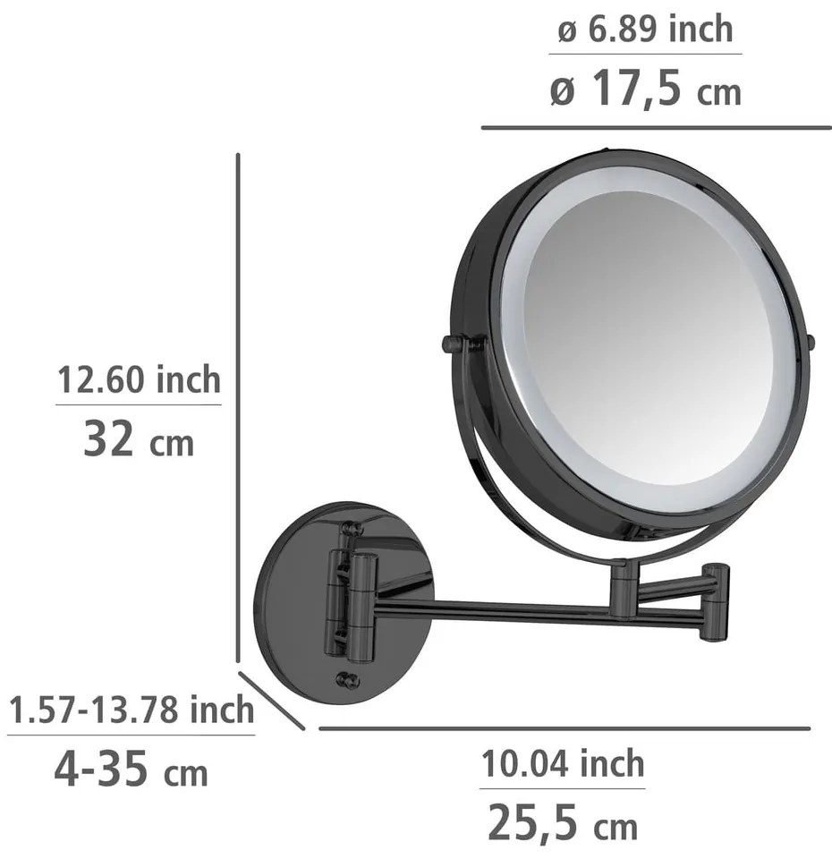 Nagyítós kozmetikai tükör világítással (ötszörös nagyítás) ø 25,5 cm Lumi – Wenko