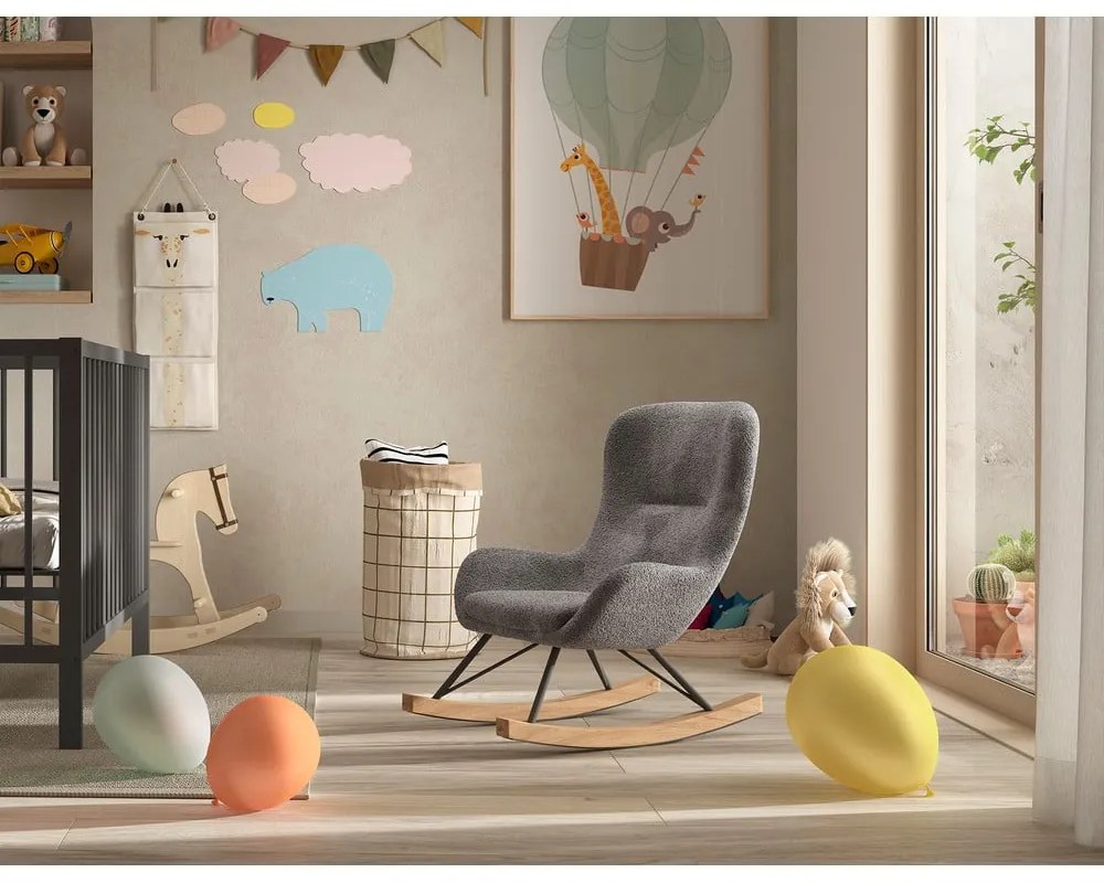 Szürke buklé gyerek hintaszék ROCKY – Vipack