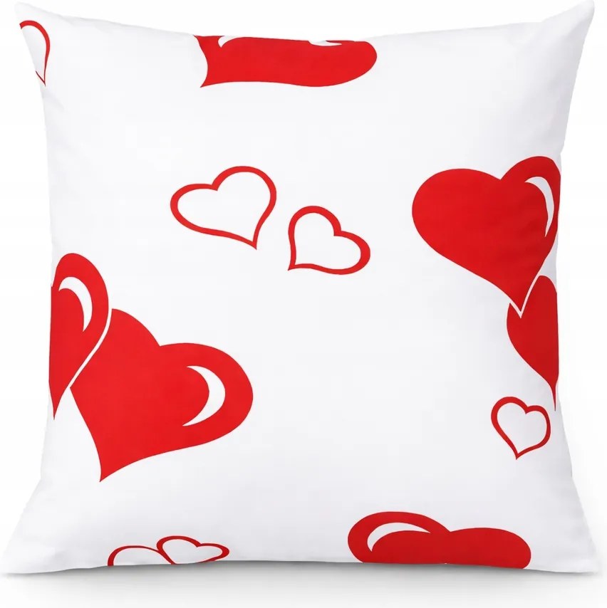 Pamut Valentin-napi Díszpárna Szívek Dekoratív 40x40