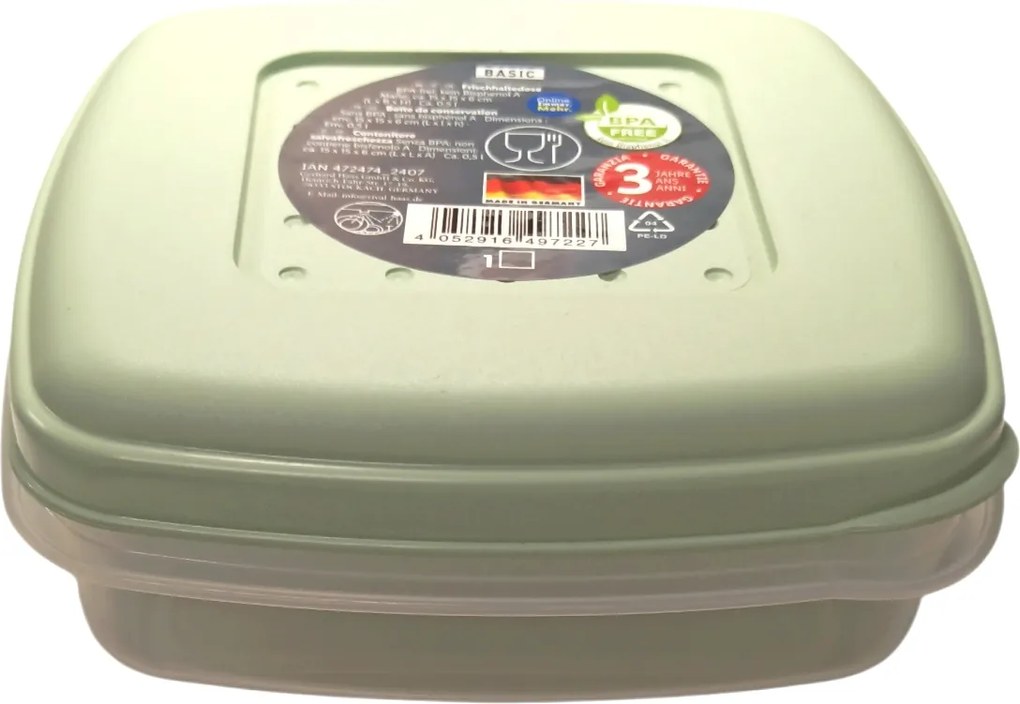 Ernesto Uzsonnás doboz, szendvics snack Transp/zöld (23/G-433)