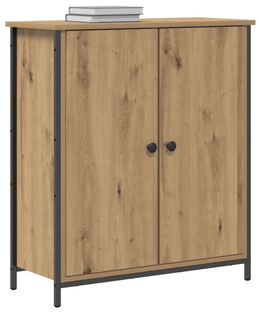 Kézműves tölgy büfé 70x30x80 cm Forgácslap és Acél