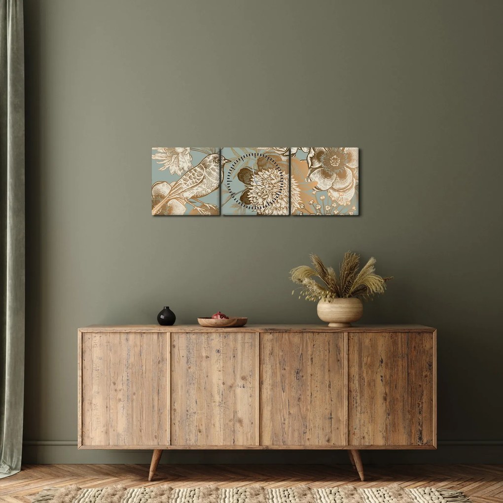 Kép - Kert egy madárral (órával) (90x30 cm)