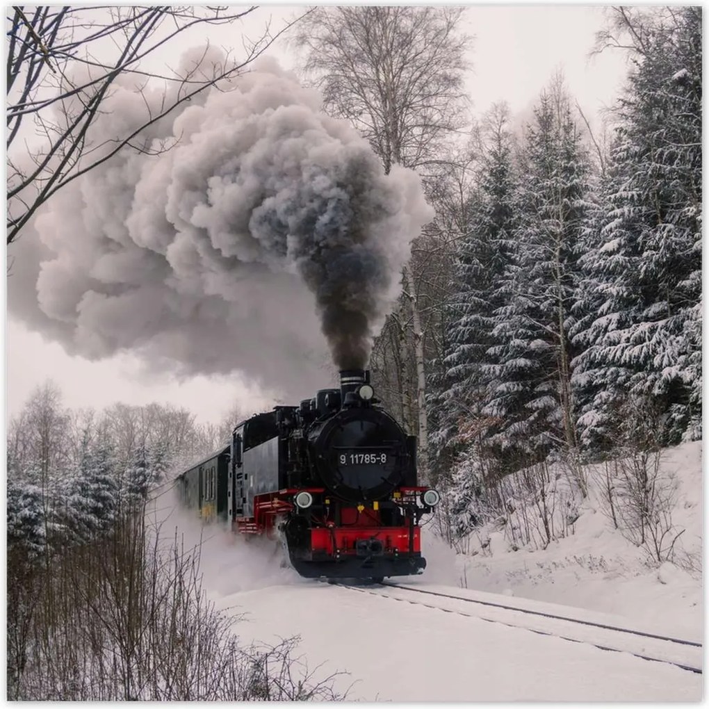 Fotótapéták 312x312 Mozdony téli tájkép