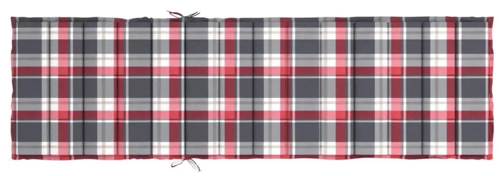 piros kockás oxford szövet napozóágy párna 200 x 70 x 3 cm