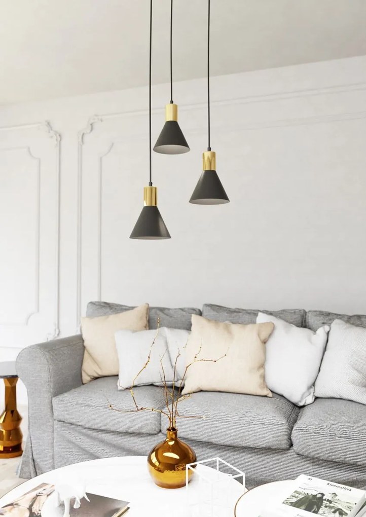 Emibig modern függeszték rosa fekete arany emi1388/3prem