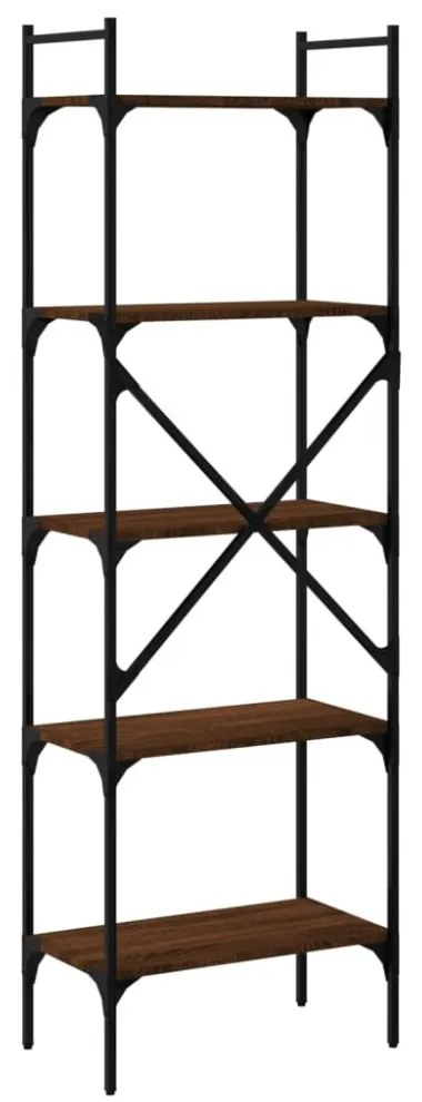 5 szintes barna tölgyszínű fa könyvespolc 56 x 31,5 x 174 cm