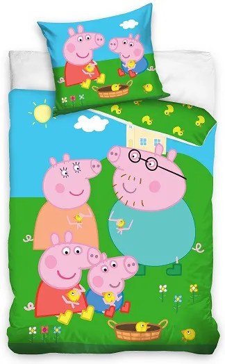Peppa malac Piggy Family ágyneműhuzat 140×200cm, 60x63 cm
