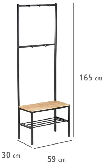 ODETE előszoba összeállítás, 59x165x30, fekete/barna