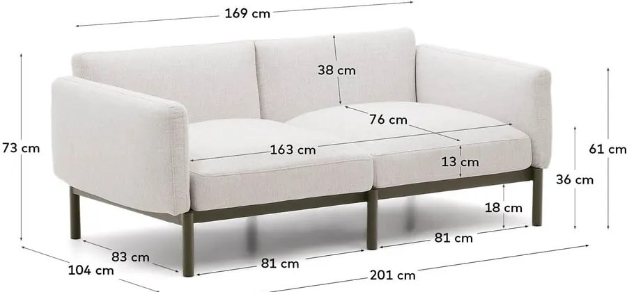 Világosszürke kerti moduláris kanapé 201 cm Sorells – Kave Home