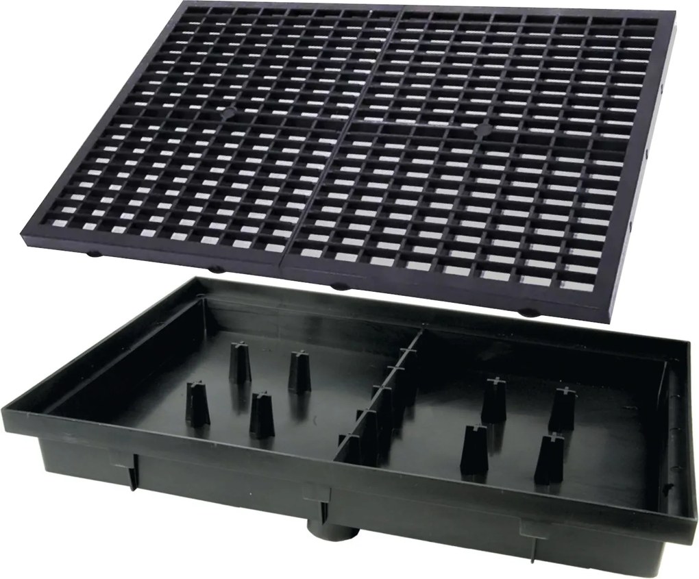 Lábtörlő beépíthető ajtóhoz 60x40 vályúval, lefolyóval, Pvc rácskal